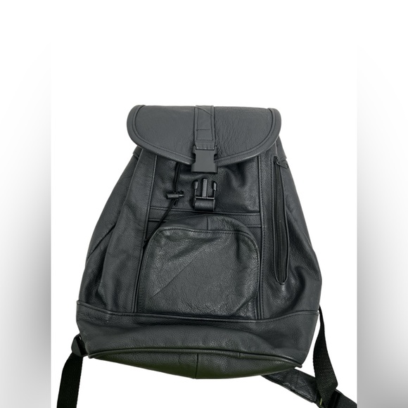 Black Genuine Leather Pebble Grain Back Pack main image 4